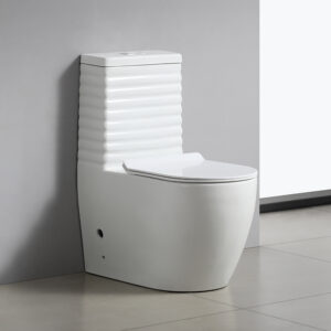 Elegant Modern Design Standing Floor Mount Glazed Finish Durable Round Bathroom Toilet Commode with S-Trap Dual Flush Easy to Clean