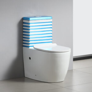 Electroplated Design One-Piece Floor Mounted Toilet Sink Set Standing Floor Mount Glazed Finish Round Bathroom Toilet Commode