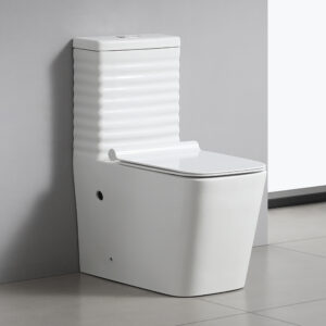 One-Piece Floor Mounted Toilet Sink Set Standing Floor Mount Glazed Finish White Bathroom Square Toilet Commode