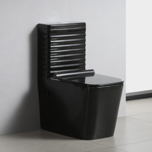 Glossy Black Ceramic One-Piece Floor Mounted Toilet Sink Set Standing Floor Mount Glazed Finish Bathroom Square Toilet Commode