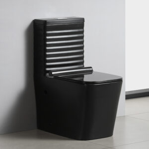 Matt Black One-Piece Floor Mounted Toilet Sink Set Standing Floor Mounted Strap Flushing Bathroom Square Toilet Commode