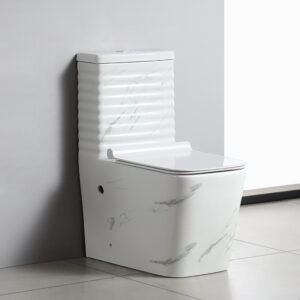 One-Piece Floor Mounted Toilet Sink Set Standing Floor Mounted with Strap Dual Flushing Bathroom Square Toilet Commode