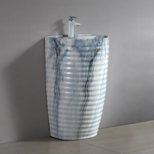 European Style Modern Freestanding Handmade Drawing Ceramic Column Single-Hole Faucet Mount Pedestal Sinks for Hotels for Bathroom Use