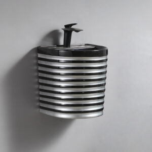 Hot Sale Black Wall Hung Basin Lavabo Silver Stripe Decoration Wall Mount Bathroom Sink Ceramic Hand Wash Basin Half Pedestal Basin