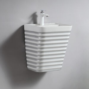 Electroplated Grey Silver Toilet Basin Set Wall Hung Glazed Finish Fluted Easy Clean Rectangle Bathroom Washroom Sink Bowl