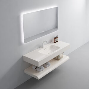 Modern Bathroom Furniture Rock Slab Basin Double Layer Sink Wall Hung Bathroom Vanity Marble Color Hand Wash Basin Cabinet