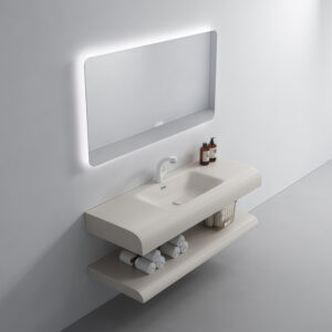 High Quality Customized Khaki Artificial Stone Wash Basin Bathroom Vanity Two Layer Sintered Stone Bathroom Sink Countertop