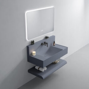 Chaozhou Sanitary Wares Floating Household Style Grey Color Vanity Eco-Friendly Large-sized Washstand Bathroom Cabinet