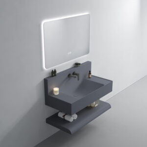 Good Quality Lavabo Basin Floating Sink Household Style Grey Color Vanity Eco-Friendly Large-sized Washstand Bathroom Cabinet