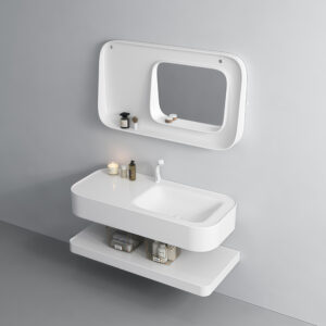 China Manufacturer Custom Bathroom Furniture Vanity Set Durable Color-Designed Mirror with Storage Shelf Cabinet Floating Vanity