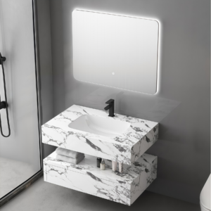 Factory Wholesaler Double Plate Cabinet Wall Mounting Rock Slab Bathroom Vanity High Quality Bathroom Furniture Accessory