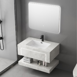 Wholesaler Double Level Sintered Stone Cabinet Wall Mounted Rock Slab Bathroom Vanity High Quality Bathroom Furniture Accessory