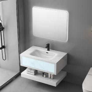 Double Sink Wall Hung Italian Bath Modern Floating Vanity Top Washbasin Wash Basin Sintered Stone White Marble Bathroom Sink