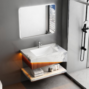Bestseller Ceramic Wall Hung Vessel Solid Surface Bathroom Sink Double Basin Two Layers Suspend Artificial Stone Bathroom Vanity for Hotel Home