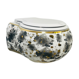 Creative Style Ball-like Wall-Mounted Toilet Bowl Gold Plated Ink-splash Type Toilets Bathroom Lavatory Water Closet Wc Factory Direct