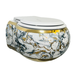 Special Shaped Wall-Mounted Toilet Bowl Gold Plated Marble Type Toilets Bathroom Lavatory Water Closet Wc Factory Direct