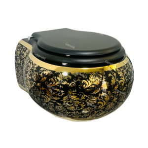 Vintage Irregular Shaped Wall Hung Toilet Bowl Gold Plated Flowers Toilets Bathroom Lavatory Wc Factory Direct Sanitary