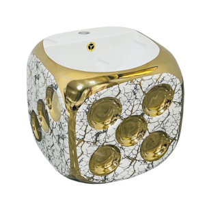 Innovational Design Gold Plated One Piece Wall-Mounted Square Basin Bowl Hand Wash Basin Lavatory Vessel Sink