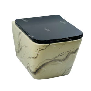 Hotel Grade Wall-Mounting Square Toilet Bowl Marble Type Toilets Bathroom Lavatory Water Closet Wc for Home Use