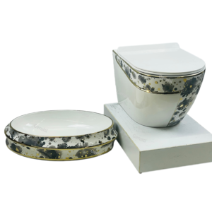 Wholesaler Sanitary Wares Ink-splashing Pattern Wall Hung Toilet Bowl Countertop Art Basin Home Use Bathroom Lavatory Wc Toilet Unit