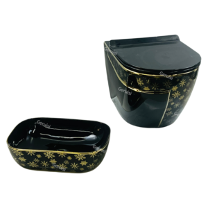 Wholesaler Sanitary Wares Flower Pattern Wall Hung Toilet Bowl Countertop Art Basin Home Use Bathroom Lavatory Wc Toilet Unit