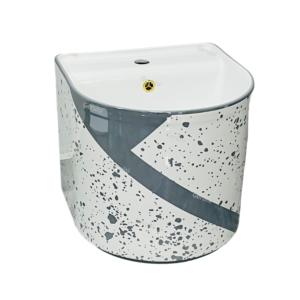 Stylish Design Handmade Art Pattern Arch Shaped One Piece Wall-Mounted Basin Bowl Washbasin Lavatory Vessel Sink for Home Hotel Use