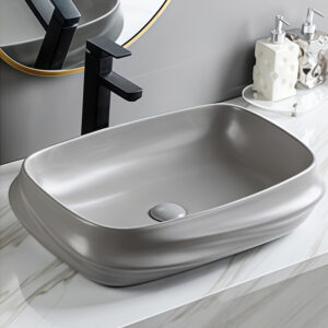 Customized Color Matt Grey Glazed Ceramic Bathroom Top Mounted Basin Sink Bowl for Hand Wash Art Shaped Washbasin Sinks Factory Direct