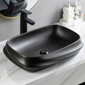 Customized Color Matt Black Glazed Ceramic Bathroom Top Mounted Basin Sink Bowl for Hand Wash Art Shaped Washbasin Sinks Factory Direct