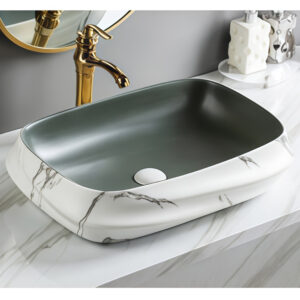 Decorative Marble Textured Counter Top Hand Wash Basin Ceramic Vessel Bathroom Sink Bowl Sanitary Ware Art Grey Glazed Washbasin Washstand