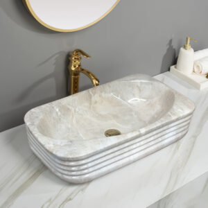 High End Marble Print Electroplated Basin Bathroom Vessel Sink Above Counter Basin Bowl Ceramic Washbasin for Bathroom Upgrade