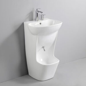 New Design Double Layer Ceramic Pedestal Bathroom Washing Wudu Basin Floor Standing Islamic Ablution Foot Sink for Hotel Home