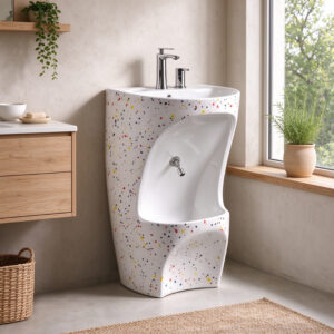 New Arrival Terrazzo Ceramic Wudu Basin Freestanding Foot Wash Bidet Basin Dual Level Bathroom Ablution Sink for Mosque Home