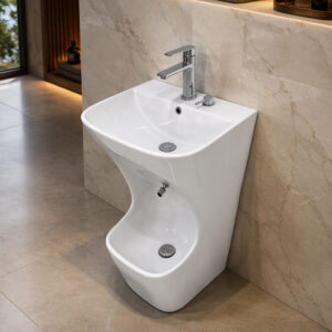 Arabia Square Lavabo Ceramic Free Standing Double Desk Hand Wash Pedestal Sink Muslim Wudu Foot Washer Wudumate Wudu Basin